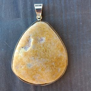 New Sliced Natural Agate Crystal Silver Pendant
